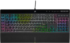 Corsair K55 RGB PRO XT Wired Membrane Gaming Keyboard (Dynamic RGB Backlit, 6 Macro Keys with Elgato Software Integration, IP42 Dust and Splash Waterproof) QWERTZ, Black