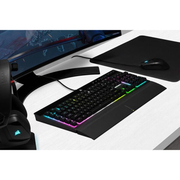 Corsair K55 RGB PRO XT Wired Membrane Gaming Keyboard (Dynamic RGB Backlit, 6 Macro Keys with Elgato Software Integration, IP42 Dust and Splash Waterproof) QWERTZ, Black