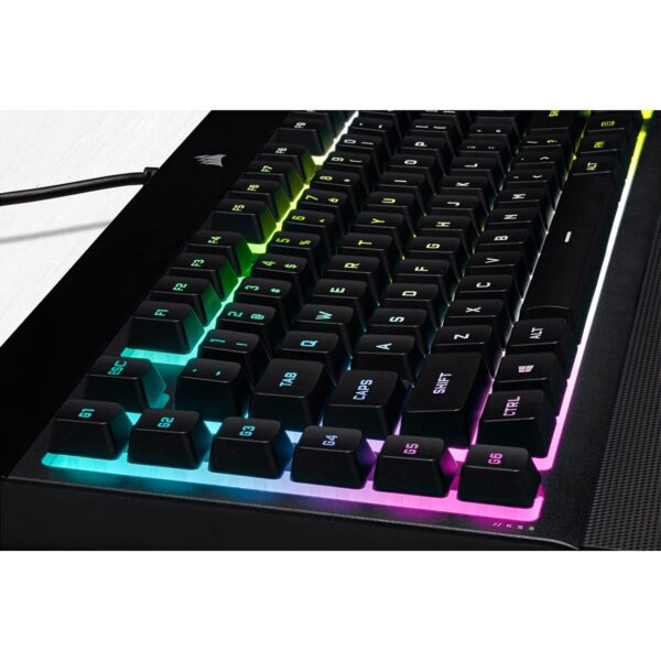 Corsair K55 RGB PRO XT Wired Membrane Gaming Keyboard (Dynamic RGB Backlit, 6 Macro Keys with Elgato Software Integration, IP42 Dust and Splash Waterproof) QWERTZ, Black