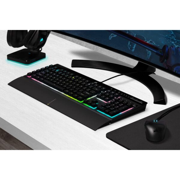 Corsair K55 RGB PRO XT Wired Membrane Gaming Keyboard (Dynamic RGB Backlit, 6 Macro Keys with Elgato Software Integration, IP42 Dust and Splash Waterproof) QWERTZ, Black