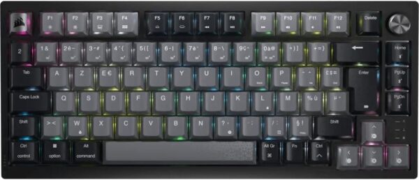 Corsair K65 Plus Wireless 75% RGB hot-swappable mechanical gaming keyboard - linear switches MLX red pre-lubricated - PBT keycaps - AZERTY FR - black