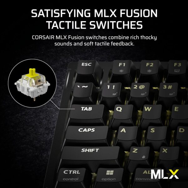 CORSAIR K65 PLUS WIRELESS 75% RGB Hot-Swappable Mechanical Gaming Keyboard – Pre-lubricated Tactile CORSAIR MLX Fusion Switches – Two Layers Noise Reduction – PBT Keycaps –...
