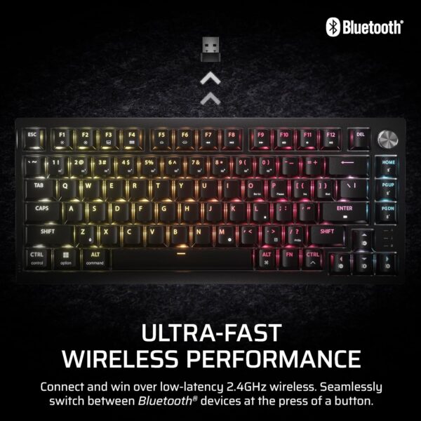 CORSAIR K65 PLUS WIRELESS 75% RGB Hot-Swappable Mechanical Gaming Keyboard – Pre-lubricated Tactile CORSAIR MLX Fusion Switches – Two Layers Noise Reduction – PBT Keycaps –...