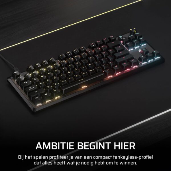 CORSAIR K70 CORE TKL RGB Tenkeyless Mechanical Gaming Keyboard – Pre-Lubricated CORSAIR MLX Red v2-Linear Switches – SOCD – Noise Reduction – ABS Double-Shot Keycaps – QWERTY NA...