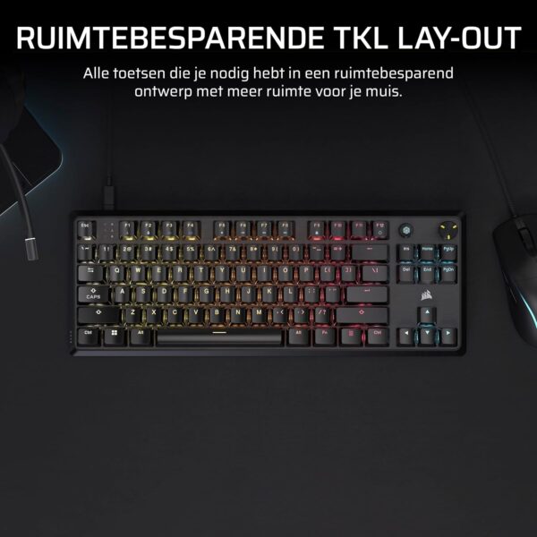 CORSAIR K70 CORE TKL RGB Tenkeyless Mechanical Gaming Keyboard – Pre-Lubricated CORSAIR MLX Red v2-Linear Switches – SOCD – Noise Reduction – ABS Double-Shot Keycaps – QWERTY NA...