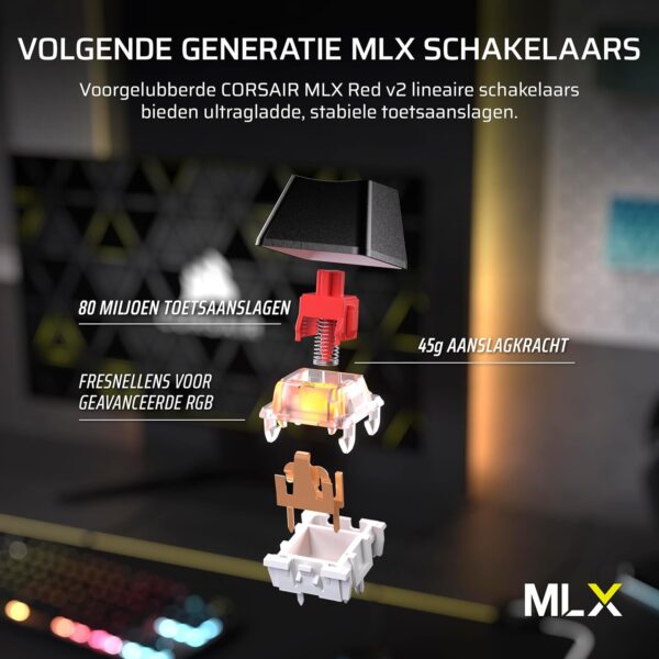 CORSAIR K70 CORE TKL RGB Tenkeyless Mechanical Gaming Keyboard – Pre-Lubricated CORSAIR MLX Red v2-Linear Switches – SOCD – Noise Reduction – ABS Double-Shot Keycaps – QWERTY NA...