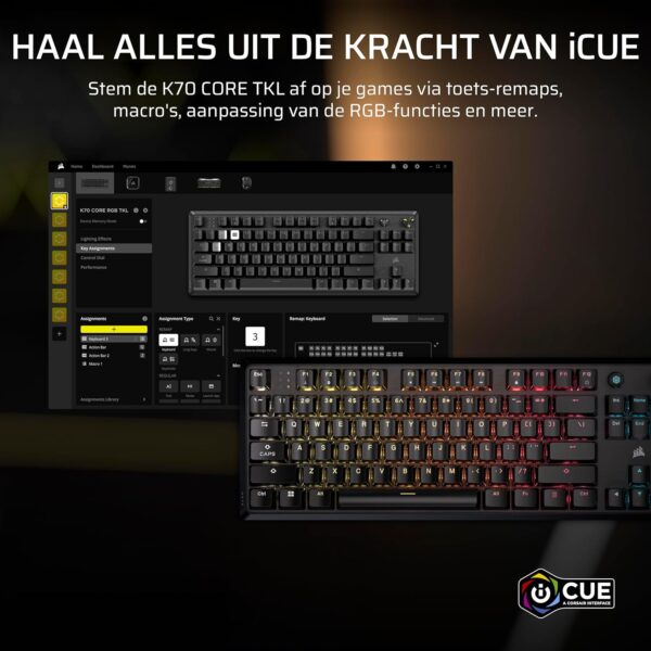 CORSAIR K70 CORE TKL RGB Tenkeyless Mechanical Gaming Keyboard – Pre-Lubricated CORSAIR MLX Red v2-Linear Switches – SOCD – Noise Reduction – ABS Double-Shot Keycaps – QWERTY NA...