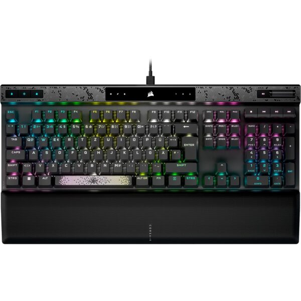 CORSAIR K70 MAX RGB Mechanical Gaming Keyboard, Wired, MGX Switches, Adjustable PBT Double Shot Keycaps, Compatible with iCUE - PC, PS5, PS4, Xbox - QWERTZ DE - Steel Grey