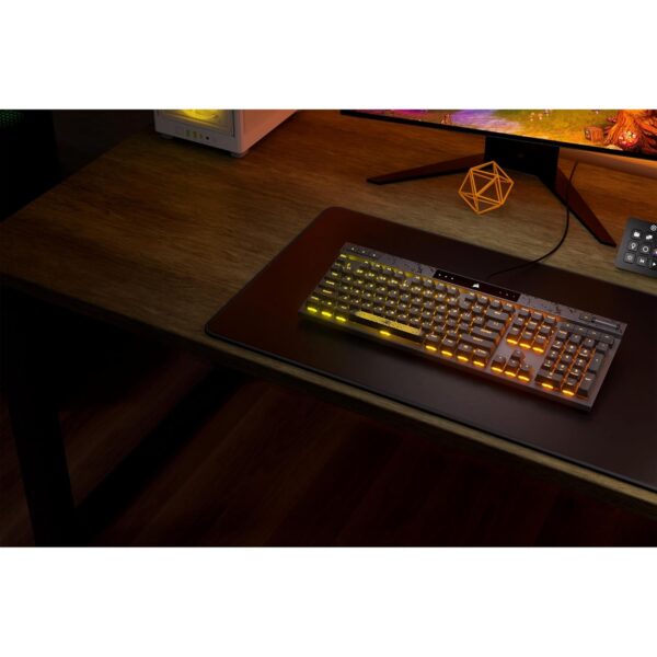 CORSAIR K70 MAX RGB Mechanical Gaming Keyboard, Wired, MGX Switches, Adjustable PBT Double Shot Keycaps, Compatible with iCUE - PC, PS5, PS4, Xbox - QWERTZ DE - Steel Grey