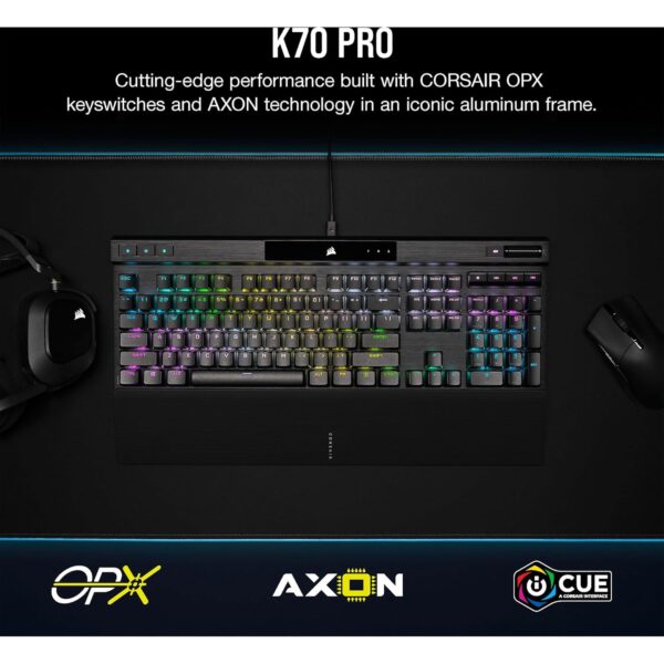 Corsair K70 PRO RGB Mechanical Mechanical Gaming Keyboard - OPX Linear Switch - PBT Double Shot Keys - iCUE Compatible - QWERTZ DE - PC, Xbox - Black