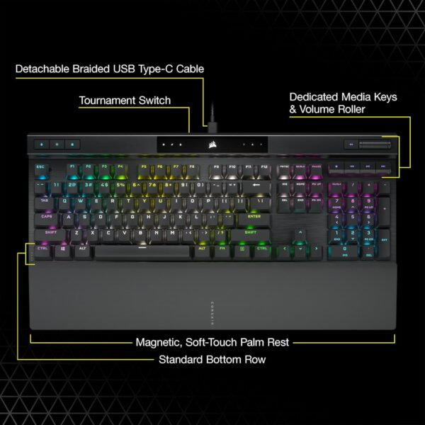 Corsair K70 PRO RGB Mechanical Mechanical Gaming Keyboard - OPX Linear Switch - PBT Double Shot Keys - iCUE Compatible - QWERTZ DE - PC, Xbox - Black