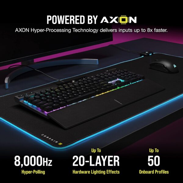 Corsair K70 RGB PRO Wired Mechanical Gaming Keyboard (CHERRY MX RGB Blue Switches: Tactile & Clickable, 8,000Hz Hyperpolling, PBT DOUBLE-SHOT PRO Keycaps, Soft-Touch Palm Rest)...