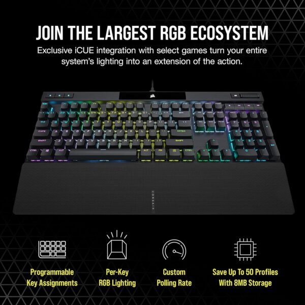 Corsair K70 RGB PRO Wired Mechanical Gaming Keyboard (CHERRY MX RGB Blue Switches: Tactile & Clickable, 8,000Hz Hyperpolling, PBT DOUBLE-SHOT PRO Keycaps, Soft-Touch Palm Rest)...
