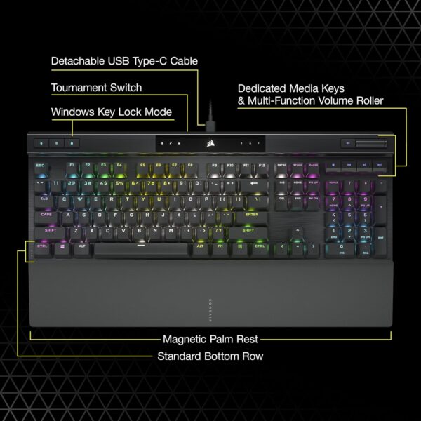 Corsair K70 RGB PRO Wired Mechanical Gaming Keyboard (CHERRY MX RGB Blue Switches: Tactile & Clickable, 8,000Hz Hyperpolling, PBT DOUBLE-SHOT PRO Keycaps, Soft-Touch Palm Rest)...