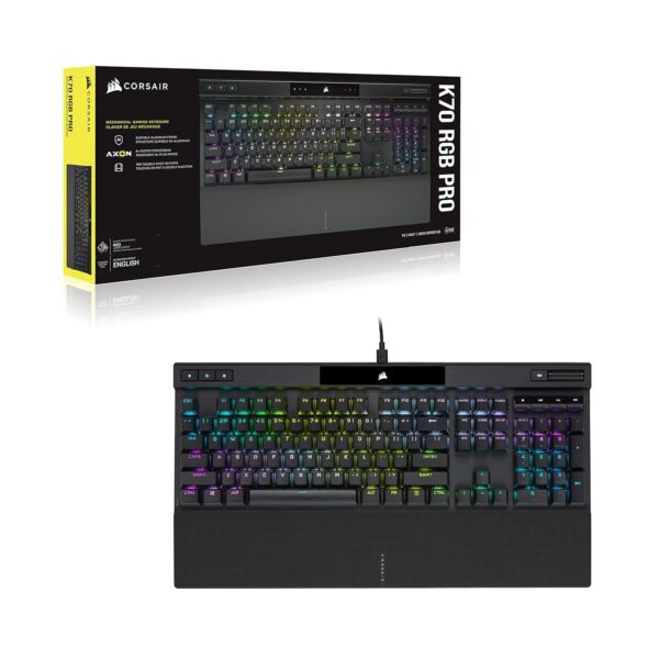 Corsair K70 RGB PRO Wired Mechanical Gaming Keyboard (CHERRY MX RGB Blue Switches: Tactile & Clickable, 8,000Hz Hyperpolling, PBT DOUBLE-SHOT PRO Keycaps, Soft-Touch Palm Rest)...