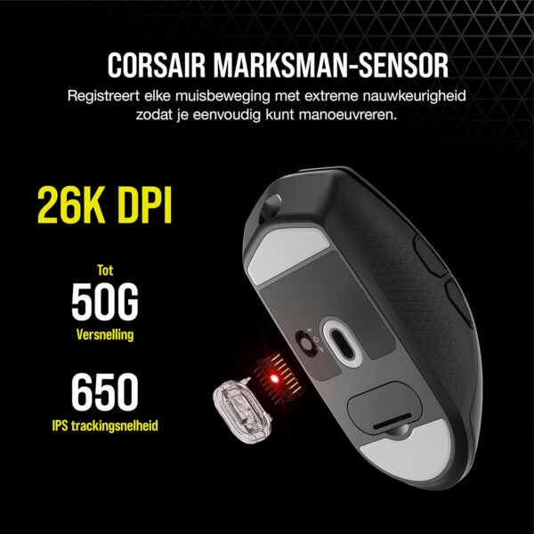Corsair KATAR ELITE WIRELESS Gaming Mouse - Ultralight, MARKSMAN Optical Sensor with 26,000 DPI, Sub-1ms SLIPSTREAM WIRELESS Connection, Up to 110 Hours Rechargeable Battery...