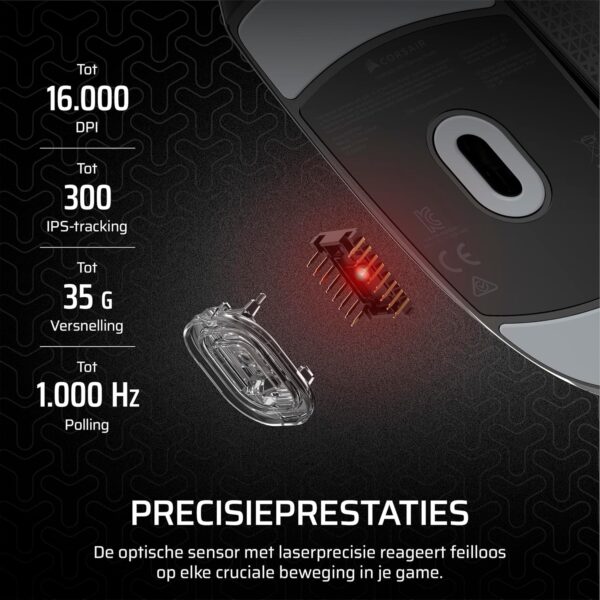 CORSAIR M55 Lightweight Wired FPS Gaming Mouse – 16,000 DPI – Six Programmable Buttons – Profiled Rubber Side Handles – Black