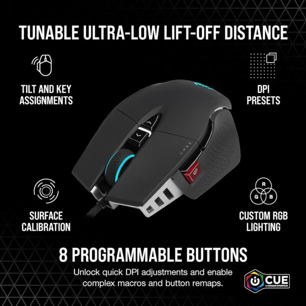 Corsair M65 RGB Ultra Tunable FPS Gaming Mouse Marksman 26,000 DPI Optical Sensor, Optical Switches, AXON Hyper-Processing Technology, Sensor Fusion Control, Tunable Weight...