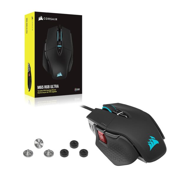 Corsair M65 RGB Ultra Tunable FPS Gaming Mouse Marksman 26,000 DPI Optical Sensor, Optical Switches, AXON Hyper-Processing Technology, Sensor Fusion Control, Tunable Weight...