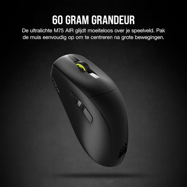 CORSAIR M75 AIR WIRELESS Ultra Lightweight Gaming Mouse – 2.4GHz & Bluetooth – 26,000 DPI – Up to 100 Hours Battery - iCUE Compatible - Black