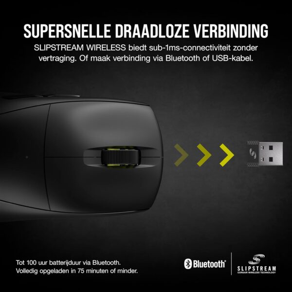 CORSAIR M75 AIR WIRELESS Ultra Lightweight Gaming Mouse – 2.4GHz & Bluetooth – 26,000 DPI – Up to 100 Hours Battery - iCUE Compatible - Black