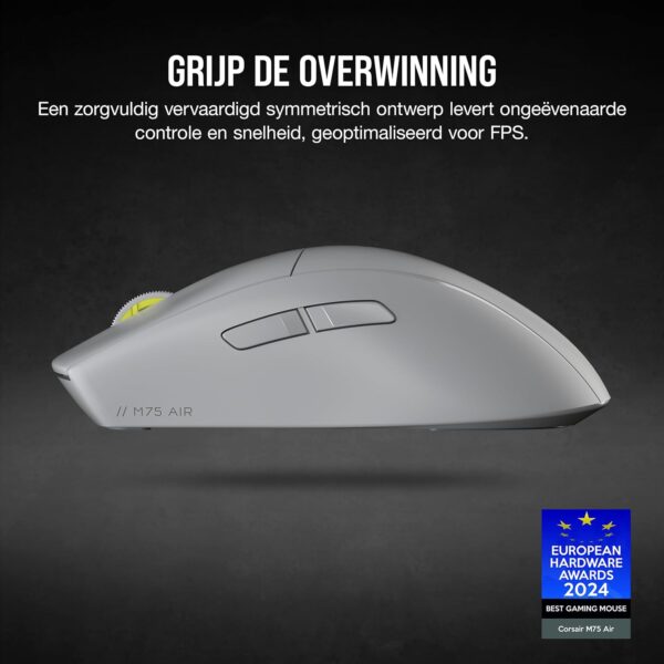 CORSAIR M75 AIR WIRELESS Ultralight FPS Gaming Mouse – 26,000 DPI – Ultra Fast Input – Symmetric Shape – iCUE Xompatibel – PC, Mac – Light Grey