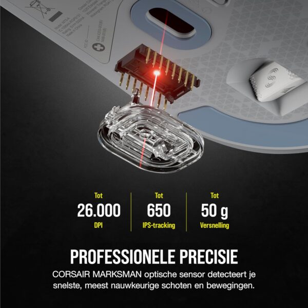 CORSAIR M75 AIR WIRELESS Ultralight FPS Gaming Mouse – 26,000 DPI – Ultra Fast Input – Symmetric Shape – iCUE Xompatibel – PC, Mac – Light Grey