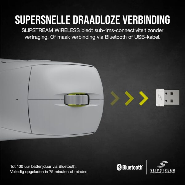 CORSAIR M75 AIR WIRELESS Ultralight FPS Gaming Mouse – 26,000 DPI – Ultra Fast Input – Symmetric Shape – iCUE Xompatibel – PC, Mac – Light Grey