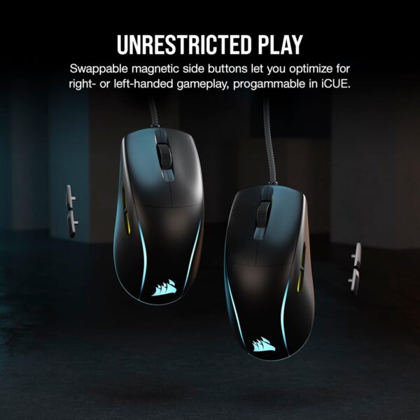 Corsair M75 Wired RGB Lightweight FPS Gaming Mouse - 26,000 DPI - Interchangeable Side Buttons - PC - Black