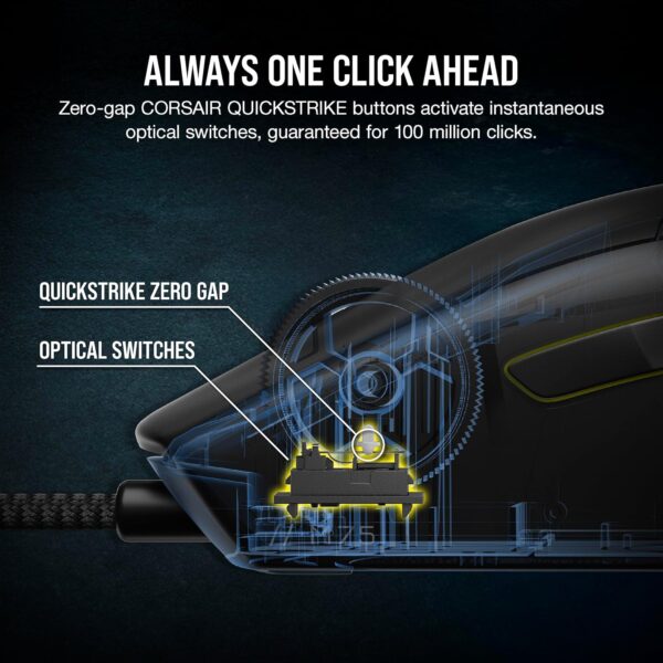Corsair M75 Wired RGB Lightweight FPS Gaming Mouse - 26,000 DPI - Interchangeable Side Buttons - PC - Black