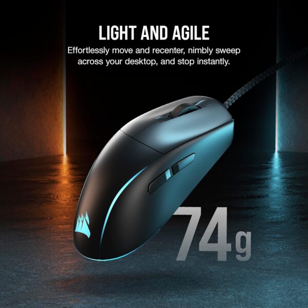 Corsair M75 Wired RGB Lightweight FPS Gaming Mouse - 26,000 DPI - Interchangeable Side Buttons - PC - Black