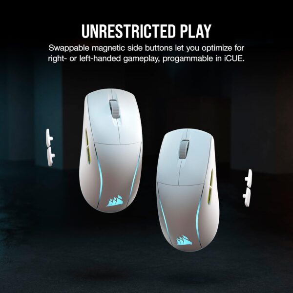 Corsair M75 Wireless RGB Lightweight FPS Gaming Mouse – 26,000 DPI – Interchangeable Side Buttons – iCUE Compatible – PC – White