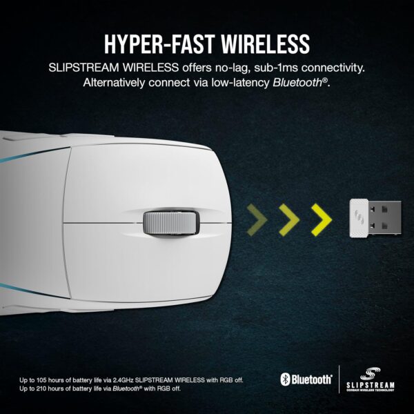 Corsair M75 Wireless RGB Lightweight FPS Gaming Mouse – 26,000 DPI – Interchangeable Side Buttons – iCUE Compatible – PC – White