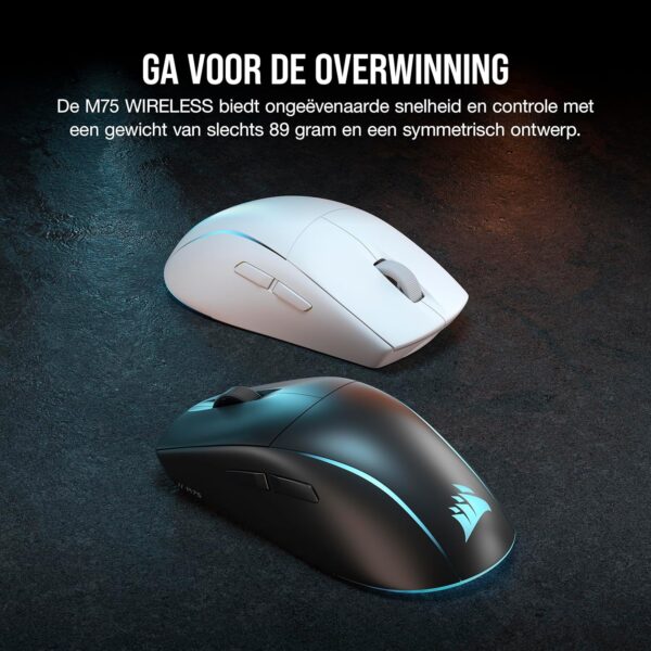 CORSAIR M75 WIRELESS RGB Lightweight FPS Gaming Mouse – 26,000 DPI – Interchangeable Side Buttons – iCUE Compatible – PC – Black