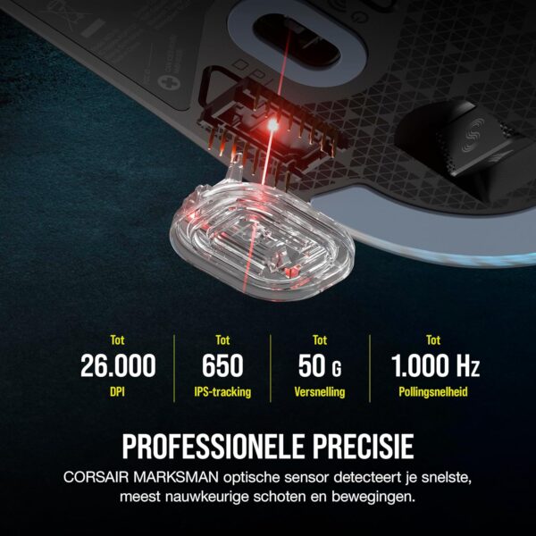 CORSAIR M75 WIRELESS RGB Lightweight FPS Gaming Mouse – 26,000 DPI – Interchangeable Side Buttons – iCUE Compatible – PC – Black