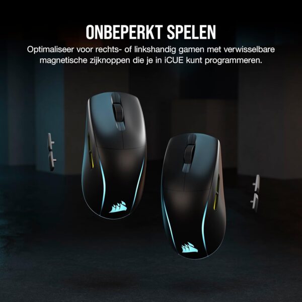 CORSAIR M75 WIRELESS RGB Lightweight FPS Gaming Mouse – 26,000 DPI – Interchangeable Side Buttons – iCUE Compatible – PC – Black
