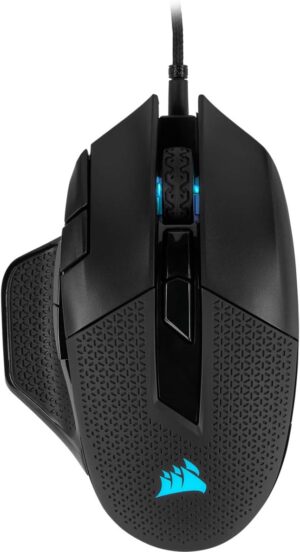 Corsair NIGHTSWORD RGB Gaming Mouse For FPS, MOBA - 18,000 DPI - 10 Programmable Buttons - Weight System - iCUE Compatible - Black