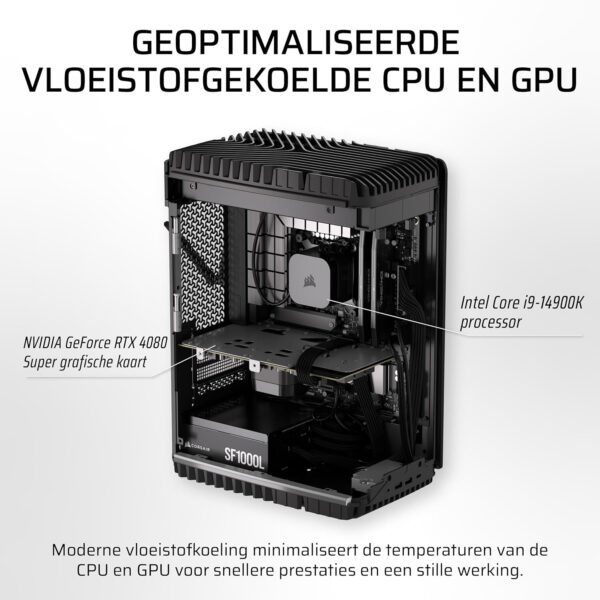 CORSAIR ONE i500 Gaming PC – Liquid Cooled Intel® Core™ i9 14900K CPU – Liquid-Cooled NVIDIA® GeForce RTX™ 4080 SUPER GPU – 32GB VENGEANCE DDR5 Memory – 2TB M.2 SSD – Dark Wood