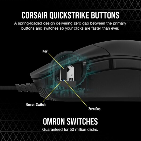 Corsair SABRE RGB PRO CHAMPION SERIES FPS/MOBA Gaming Mouse - Ergonomic shape for Esports and Competitive Play - Ultralight 74g - Flexible Paracord Cable