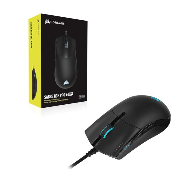Corsair SABRE RGB PRO CHAMPION SERIES FPS/MOBA Gaming Mouse - Ergonomic shape for Esports and Competitive Play - Ultralight 74g - Flexible Paracord Cable