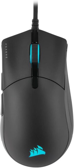 CORSAIR SABRE RGB PRO CHAMPION SERIES Wired Ultralight FPS/MOBA Gaming Mouse - 18,000 DPI - Ergonomic Design - iCUE Compatible - PC, Mac, PS5, PS4, Xbox - Black,50 Watt