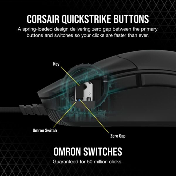 CORSAIR SABRE RGB PRO CHAMPION SERIES Wired Ultralight FPS/MOBA Gaming Mouse - 18,000 DPI - Ergonomic Design - iCUE Compatible - PC, Mac, PS5, PS4, Xbox - Black,50 Watt