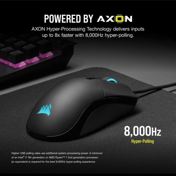 CORSAIR SABRE RGB PRO CHAMPION SERIES Wired Ultralight FPS/MOBA Gaming Mouse - 18,000 DPI - Ergonomic Design - iCUE Compatible - PC, Mac, PS5, PS4, Xbox - Black,50 Watt