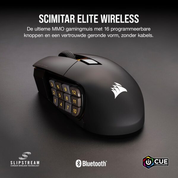 CORSAIR SCIMITAR ELITE RGB WIRELESS MMO Gaming Mouse - 26,000 DPI - 16 Programmable Buttons - Up to 150 Hours Battery - iCUE Compatible - Black