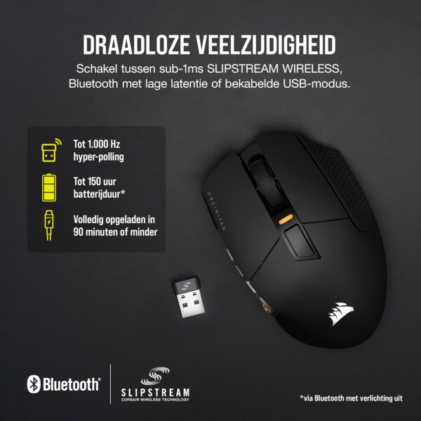 CORSAIR SCIMITAR ELITE RGB WIRELESS MMO Gaming Mouse - 26,000 DPI - 16 Programmable Buttons - Up to 150 Hours Battery - iCUE Compatible - Black