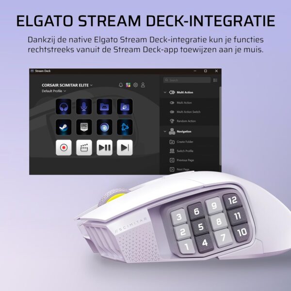CORSAIR SCIMITAR ELITE WIRELESS SE MMO PC Gaming Mouse – 33,000 DPI, 16 Programmable Buttons, Key Slider, Elgato Virtual Stream Deck, 1,000Hz Polling, Up to 150 Hours Battery...