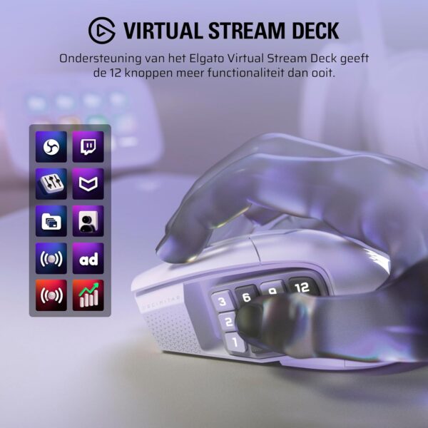 CORSAIR SCIMITAR ELITE WIRELESS SE MMO PC Gaming Mouse – 33,000 DPI, 16 Programmable Buttons, Key Slider, Elgato Virtual Stream Deck, 1,000Hz Polling, Up to 150 Hours Battery...