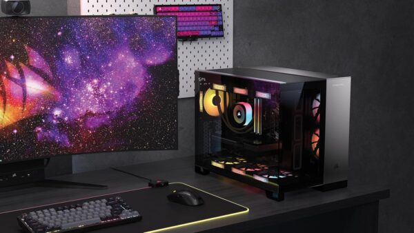 Corsair Vengeance A5100 Gaming-pc, vloeistofgekoelde AMD Ryzen 7 7800X3D CPU, NVIDIA GeForce RTX 5080 GPU, 32 GB Dominator Titanium RGB DDR5-geheugen, 2 TB M.2 SSD, zwart