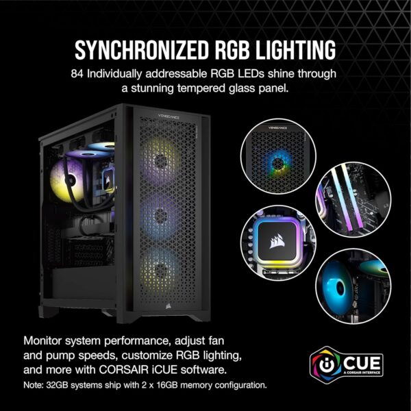 Corsair Vengeance A7400-serie gaming-pc - vloeistofgekoelde AMD Ryzen 7 9700X CPU - NVIDIA GeForce RTX 4070 Super GPU - 32 GB Vengeance RGB DDR5-geheugen - 1 TB M.2 SSD - Zwart