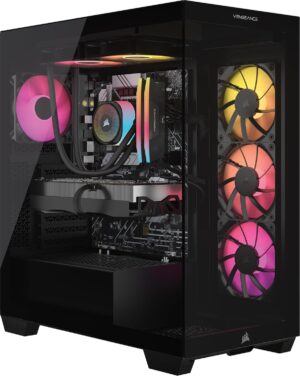 Corsair Vengeance a7500 Gaming PC – Liquid Cooled AMD Ryzen™ 7 9800X3D CPU – AMD® Radeon RX 9070XT GPU – 32GB Vengeance RGB DDR5-geheugen – 1TB M.2 SSD – Zwart